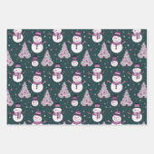 Kerstbomen Sneeuwvlokken Sneeuwmannen Kerstmis Inpakpapier Vel (Voorkant 3)