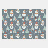 Kerstbomen Sneeuwvlokken Sneeuwmannen Kerstmis Inpakpapier Vel (Voorkant)