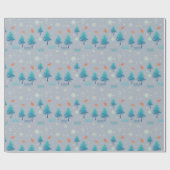 Kerstbomen Sneeuwvlokken Sterren Verlaat Kerstmis Cadeaupapier (Vlak)