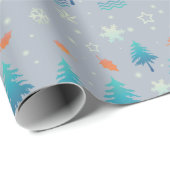 Kerstbomen Sneeuwvlokken Sterren Verlaat Kerstmis Cadeaupapier (Rol Hoek)