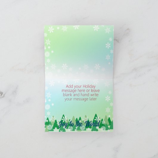 Kerstbomen Sneeuwvlokken Vreugde aan de Wereld Feestdagen Kaart (Binnen)