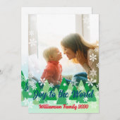 Kerstbomen Sneeuwvlokken Vreugde voor de Wereld Feestdagenkaart (Voorkant / Achterkant)