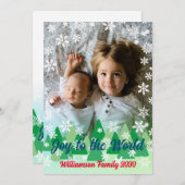 Kerstbomen Sneeuwvlokken Vreugde voor de Wereld Feestdagenkaart (Voorkant / Achterkant)