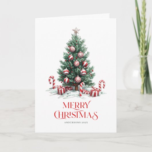 Kerstbomen Snoepriet Vrolijk kerstfeest Kaart (Voorkant)