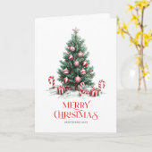 Kerstbomen Snoepriet Vrolijk kerstfeest Kaart (Gele Bloem)