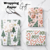 Kerstbomen, snoepstokken en cadeaus inpakpapier vel