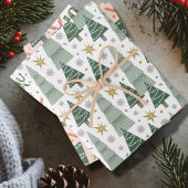 Kerstbomen, snoepstokken en cadeaus inpakpapier vel