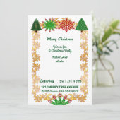 kerstbomen Snowflakes Gold Lijst Party Invite (Staand voorkant)