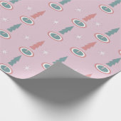 kerstbomen Snowflakes Roze Groen Cadeaupapier (Hoek)