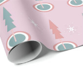 kerstbomen Snowflakes Roze Groen Cadeaupapier (Rol Hoek)