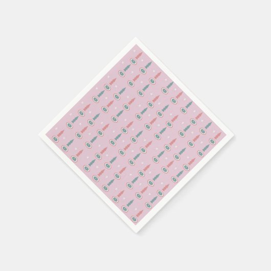kerstbomen Snowflakes Roze Groen Servet (Hoek)