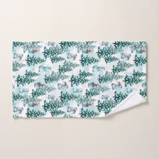 kerstbomen, Snowmen, Bunnies en Cadeaus Bad Handdoek (Handdoek)
