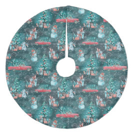 Kerstbomen, Snowmen, Bunnies en Truck Fleece Kerstboom Rok