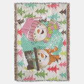 Kerstbomen Snowmen Holiday Throw Deken (Voorkant Verticaal)