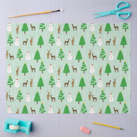 kerstbomen Snowmen Reindeers Snow Tissuepapier (Craft)