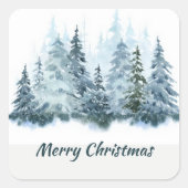 Kerstbomen Spar Winter Sneeuw Op Maat Vierkante Sticker (Voorkant)