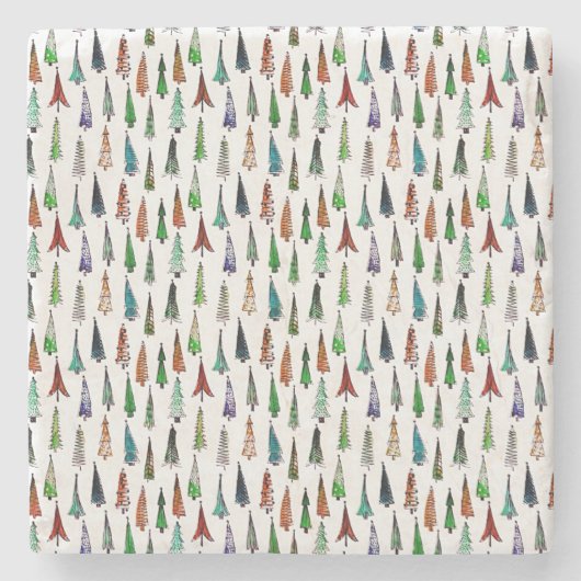 kerstbomen stenen onderzetter (Voorkant)