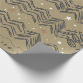 kerstbomen, sterren en sneeuwvlokken in rood, grij cadeaupapier (Hoek)