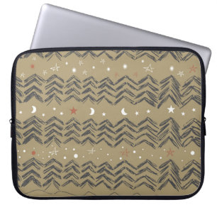 kerstbomen, sterren en sneeuwvlokken in rood, grij laptop sleeve