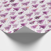 Kerstbomen Sterren Paarse Roze Kerst Cadeaupapier (Hoek)