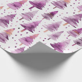 Kerstbomen Sterren Paarse Roze Kerst Cadeaupapier (Hoek)