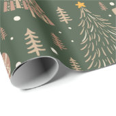 Kerstbomen Sterren Rendieren Groene Kerstmis Cadeaupapier (Rol Hoek)