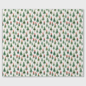 Kerstbomen Sterren Rood Groen Goud Kerstmis Cadeaupapier (Vlak)