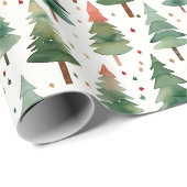 Kerstbomen Sterren Rood Groen Goud Kerstmis Cadeaupapier (Rol Hoek)