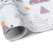 Kerstbomen Sterren Sneeuwvlokken Grijze Kerstmis Cadeaupapier (Rol Hoek)