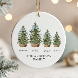 Kerstbomen Strik Blauwe Keramisch Ornament