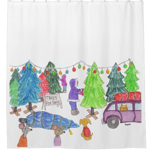 Kerstbomen te koop douchegordijn (Voorkant)