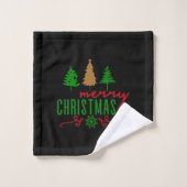 Kerstbomen tekst op zwart bad handdoek (Wasdoekje)