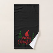 Kerstbomen tekst op zwart bad handdoek (Handdoek)