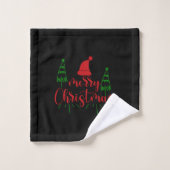 Kerstbomen tekst op zwart bad handdoek (Wasdoekje)