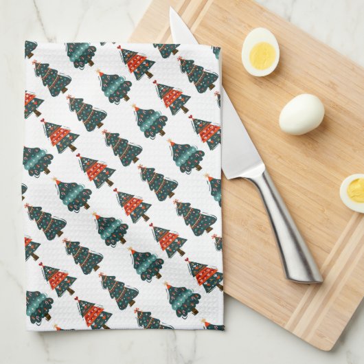 kerstbomen theedoek (Quarter Fold)