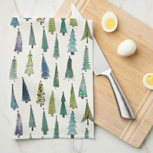 kerstbomen theedoek (Quarter Fold)