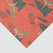 Kerstbomen & tijgermotief op oranje achtergrond tissuepapier (Detail)