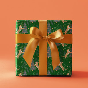 Kerstbomen & tijgers patroon Groene achtergrond Cadeaupapier