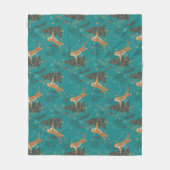 Kerstbomen & tijgers patroon op turquoise fleece deken (Voorkant)
