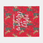 Kerstbomen & tijgers patroon rode achtergrond fleece deken (Voorkant (Horizontaal))