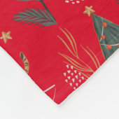 Kerstbomen & tijgers patroon rode achtergrond fleece deken (Hoek)