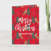 Kerstbomen & tijgers patroon Rode achtergrond Kaart (Voorkant)