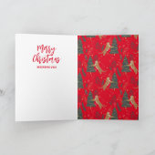 Kerstbomen & tijgers patroon Rode achtergrond Kaart (Binnen)