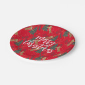 Kerstbomen & tijgers patroon rode achtergrond papieren bordje (Gekanteld)