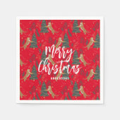 Kerstbomen & tijgers patroon rode achtergrond servet (Voorkant)