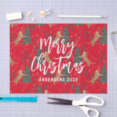 Kerstbomen & tijgers patroon rode achtergrond tissuepapier (Craft)