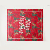 Kerstbomen & tijgers patroon rode achtergrond wandkleed (Voorkant (horizontaal))