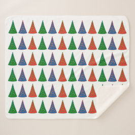 Kerstbomen Tri-kleur Sherpa Deken