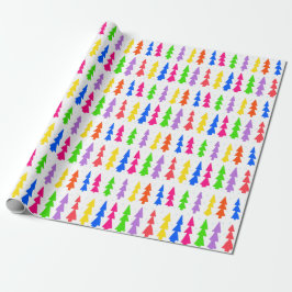 Kerstbomen uit de midden van de eeuw Multi-Color Cadeaupapier
