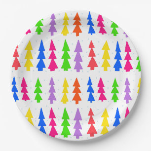 Kerstbomen uit de midden van de eeuw Multi-Color Papieren Bordje